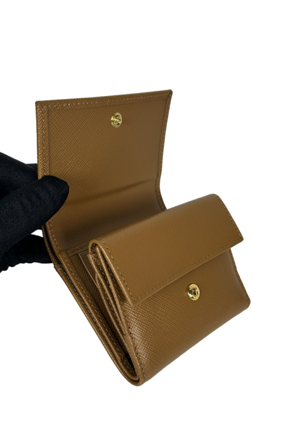 PRA Women's Caramel Cross Pattern Short Clip for women/men lady 10x8.5cm #1MH043 PP Wallet card holder