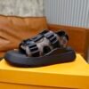 Lv slippers for couples, all-leather slippers