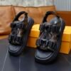 Lv slippers for couples, all-leather slippers