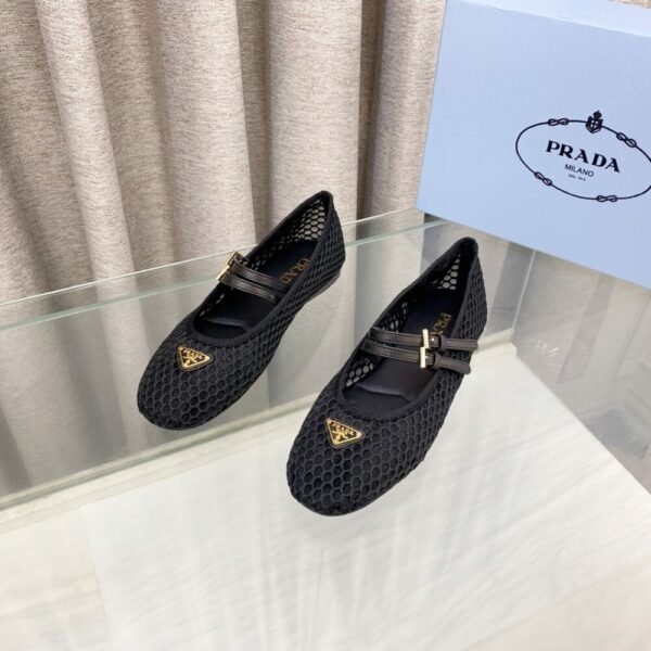 PRD 25ss Mesh Fabric Ballet Flats Fishnet Mary Jane Ballet Flats