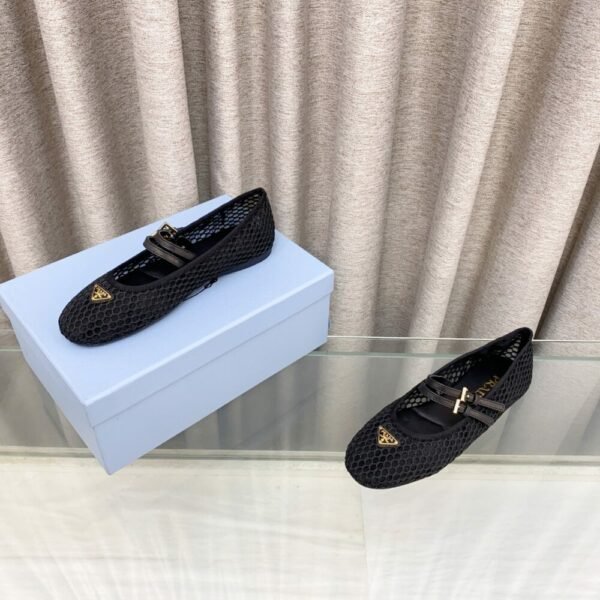 PRD 25ss Mesh Fabric Ballet Flats Fishnet Mary Jane Ballet Flats