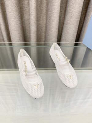 PRD 25ss Mesh Fabric Ballet Flats Fishnet Mary Jane Ballet Flats