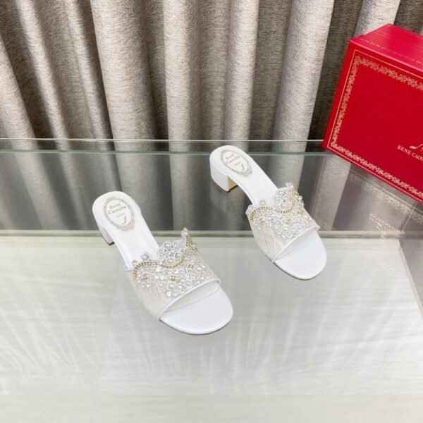 Rene Caovilla Fashionable Versatile Rhinestones Chunky Heel Sandals