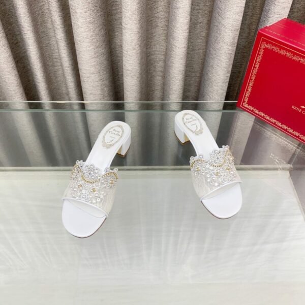 Rene Caovilla Fashionable Versatile Rhinestones Chunky Heel Sandals