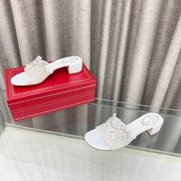 Rene Caovilla Fashionable Versatile Rhinestones Chunky Heel Sandals