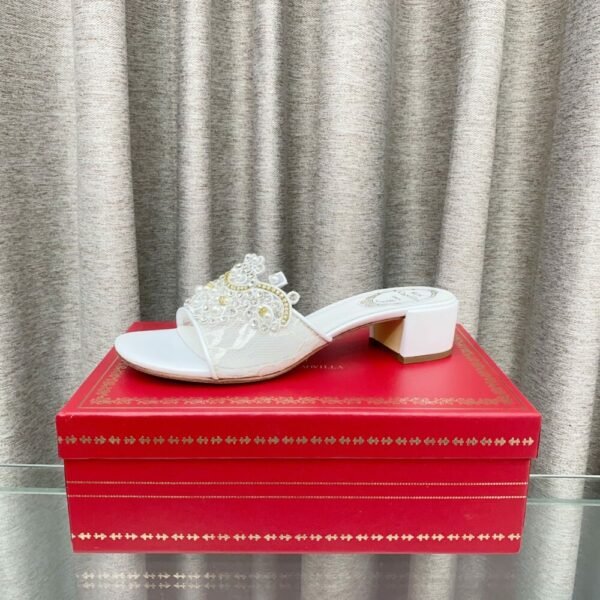 Rene Caovilla Fashionable Versatile Rhinestones Chunky Heel Sandals