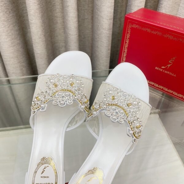 Rene Caovilla Fashionable Versatile Rhinestones Chunky Heel Sandals