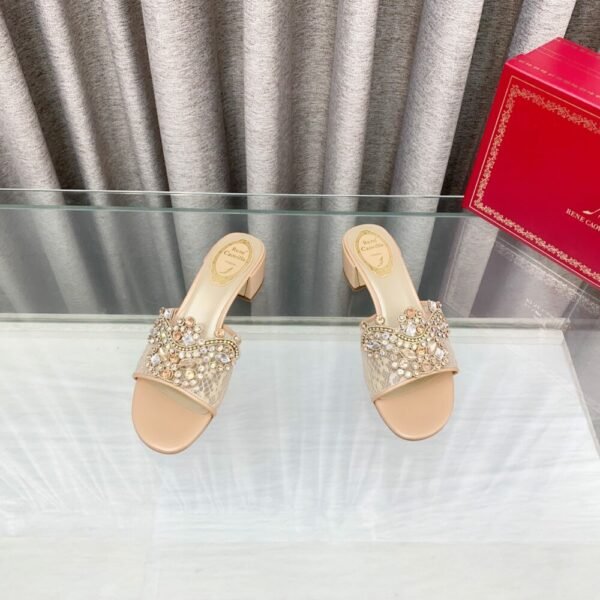 Rene Caovilla Fashionable Versatile Rhinestones Chunky Heel Sandals