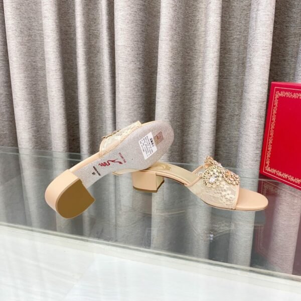 Rene Caovilla Fashionable Versatile Rhinestones Chunky Heel Sandals