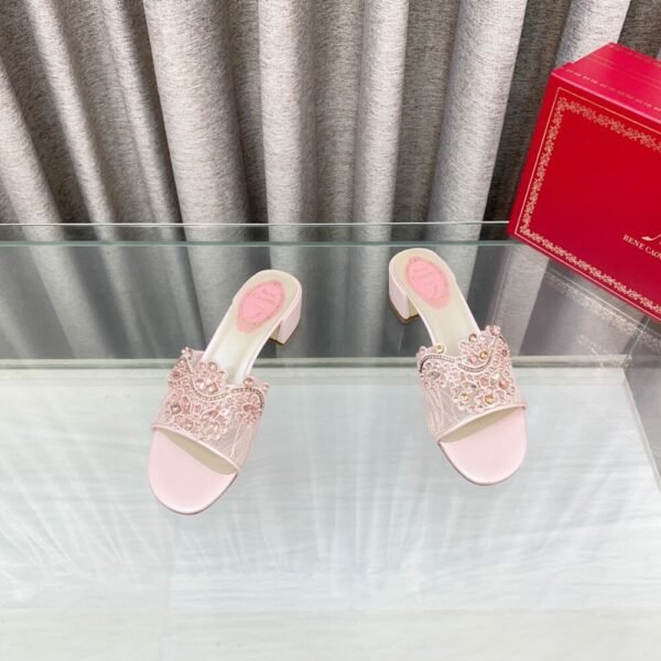 Rene Caovilla Fashionable Versatile Rhinestones Chunky Heel Sandals