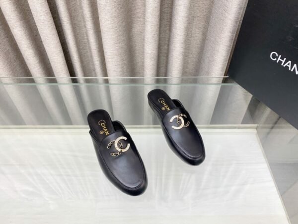 CHL 25Fw rhinestone double C half slippers/loafers