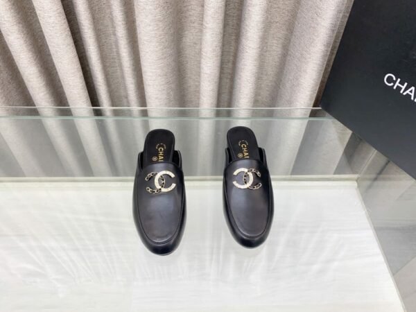 CHL 25Fw rhinestone double C half slippers/loafers