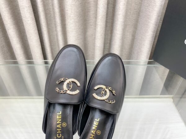 CHL 25Fw rhinestone double C half slippers/loafers