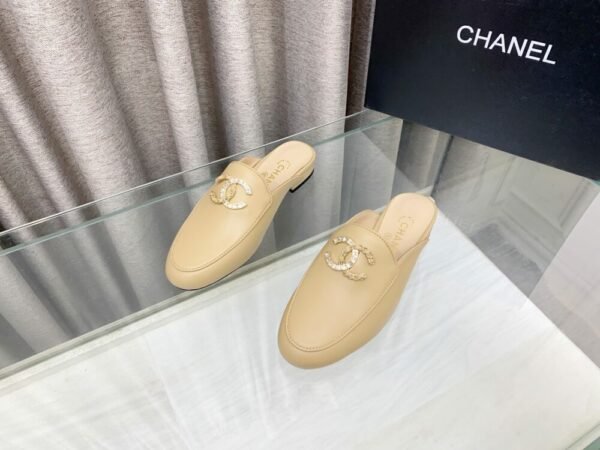 CHL 25Fw rhinestone double C half slippers/loafers