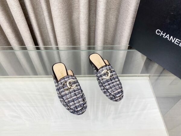 CHL 25Fw rhinestone double C half slippers/loafers