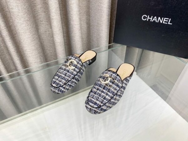CHL 25Fw rhinestone double C half slippers/loafers