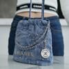 CHL 24s Spring/Summer New Denim 22mini bag Grey-blue 20cm