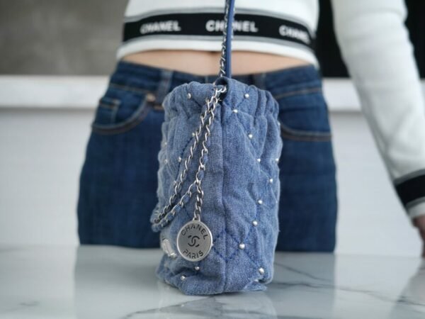 CHL 24s Spring/Summer New Denim 22mini bag Grey-blue 20cm