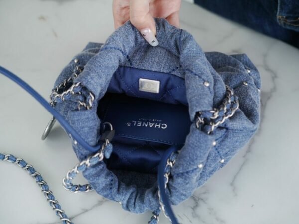 CHL 24s Spring/Summer New Denim 22mini bag Grey-blue 20cm
