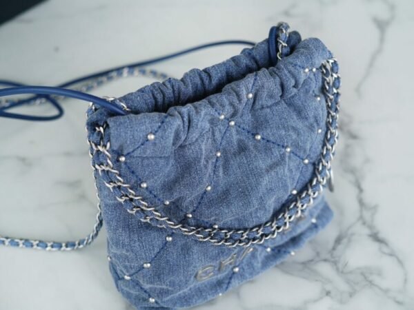 CHL 24s Spring/Summer New Denim 22mini bag Grey-blue 20cm