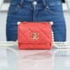 wsxc1742913583169_0 CHL 24ss Spring/Summer New Pearl Chain Mini Triangle Bag Orange 12cm
