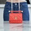 wsxc1742913583169_1 CHL 24ss Spring/Summer New Pearl Chain Mini Triangle Bag Orange 12cm