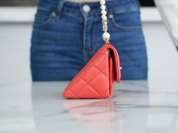 wsxc1742913583169_3 CHL 24ss Spring/Summer New Pearl Chain Mini Triangle Bag Orange 12cm