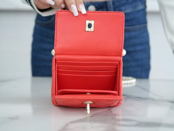 wsxc1742913583169_8 CHL 24ss Spring/Summer New Pearl Chain Mini Triangle Bag Orange 12cm