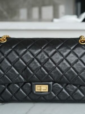 CHL 2.55 Large genuine leather black gold 28cm