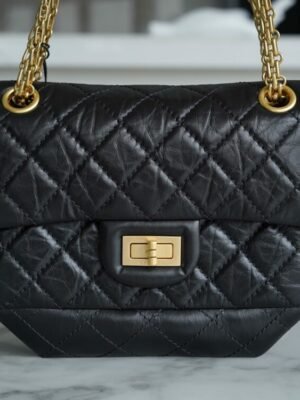 CHL 2.55 mini genuine leather black gold 20cm