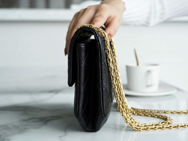 CHL 2.55 mini genuine leather black gold 20cm