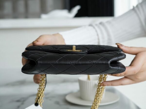 CHL 2.55 mini genuine leather black gold 20cm