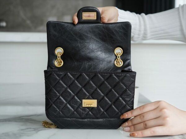 CHL 2.55 mini genuine leather black gold 20cm