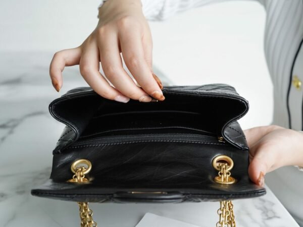 CHL 2.55 mini genuine leather black gold 20cm