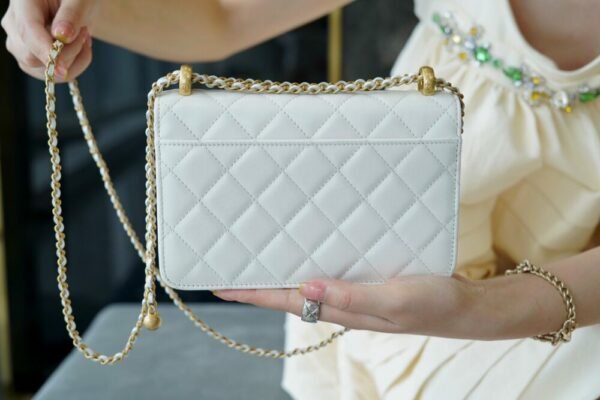 CHL Double gold beads woc white 19.2cm