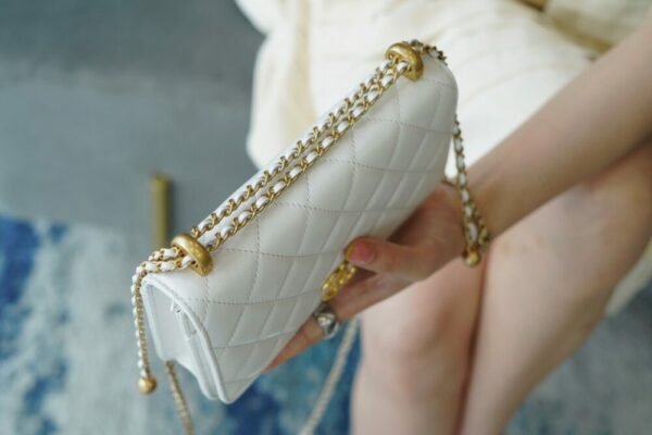 CHL Double gold beads woc white 19.2cm