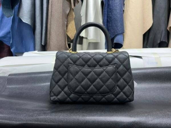 CHL coco handle Solid color cowhide handle black gold small genuine leather 24cm