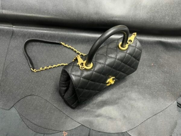 CHL coco handle Solid color cowhide handle black gold small genuine leather 24cm