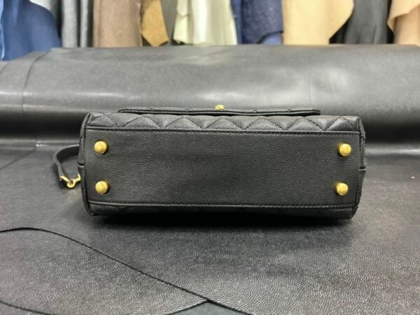 CHL coco handle Solid color cowhide handle black gold small genuine leather 24cm