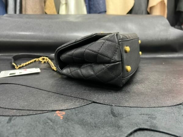 CHL coco handle Solid color cowhide handle black gold small genuine leather 24cm