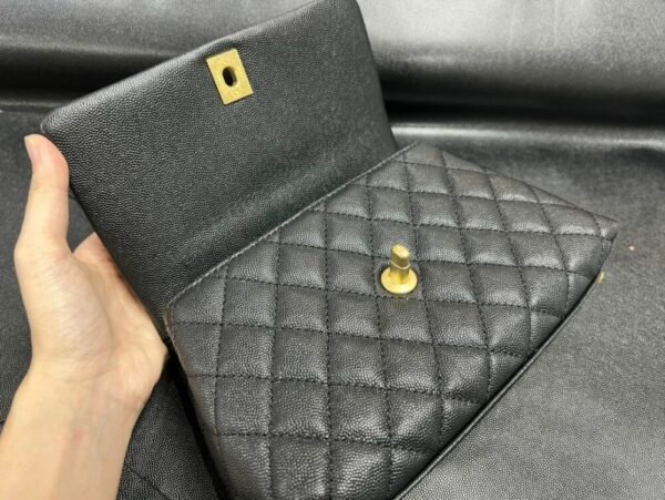 CHL coco handle Solid color cowhide handle black gold small genuine leather 24cm