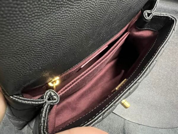 CHL coco handle Solid color cowhide handle black gold small genuine leather 24cm