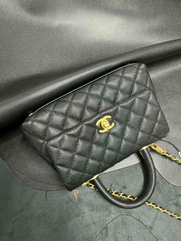 CHL coco handle Solid color cowhide handle black gold small genuine leather 24cm