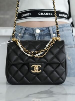 CHL 24p pearl chain, large size, black 19.5cm