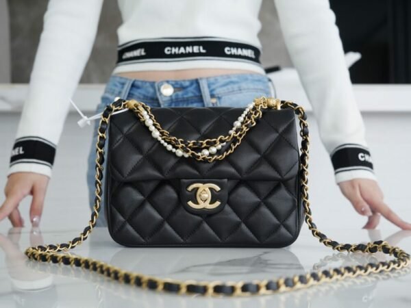 CHL 24p pearl chain, large size, black 19.5cm