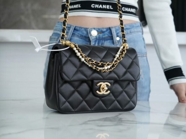 CHL 24p pearl chain, large size, black 19.5cm