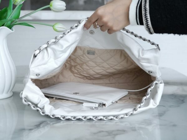 wsxc1742935610523_5 CHL 24C Horizontal 22 Handbag White Silver Buckle 45cm