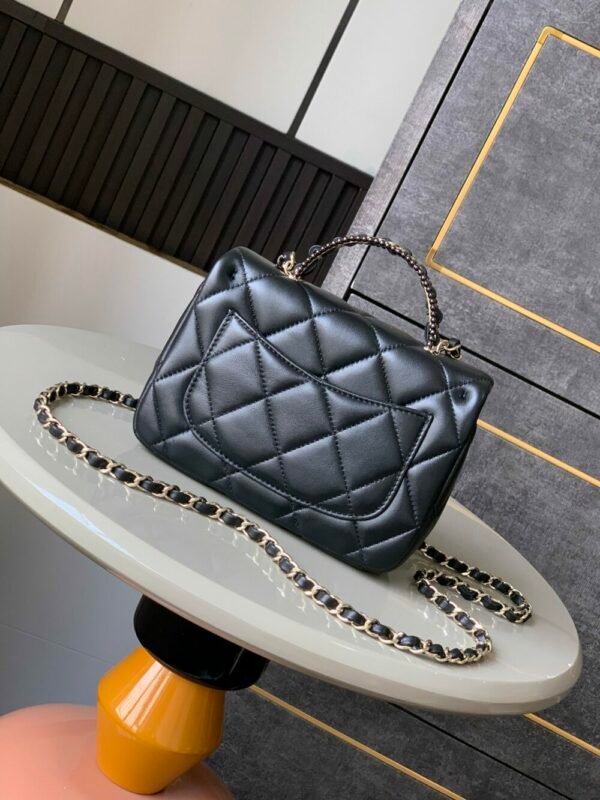 CHL OHANEL 25P CF pearl bag inlaid with diamond handle large mini 18.5cm 5367