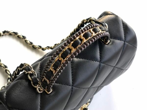 CHL OHANEL 25P CF pearl bag inlaid with diamond handle large mini 18.5cm 5367