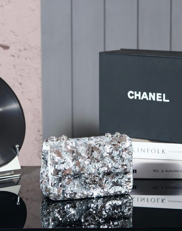 CHL 25c Handmade Sequined Flap Bag 21cm cf